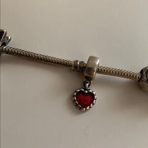 Silver Charm with Red Heart Pendant